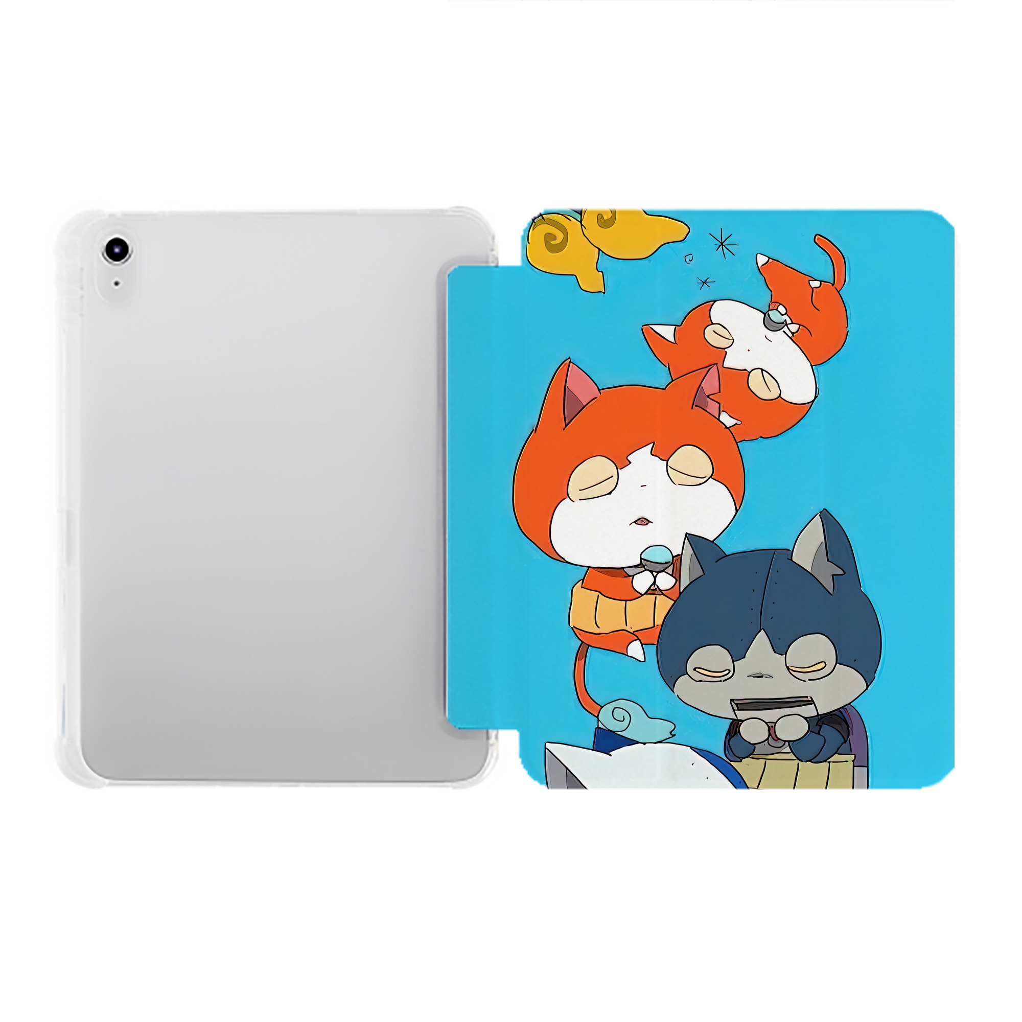 （画像用） 妖怪ウォッチ Yo-kai Watch IPad ケース ペン収納付き 三つ折りスタンド PUレザー×シリコン 対応機種9.5/10.5/10.9インチ